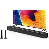 Puxinat 2 in 1 Separable Sound Bar for Smart TV, 2.2 Channel 32Inch Bluetooth 5.0 TV Speaker for Surround Sound System, Built-in Dual Subwoofer, Bass Adjustable, Remote Control Included(Sound Bar)
