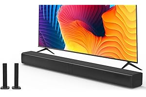 Puxinat 2 in 1 Separable Sound Bar for Smart TV, 2.2 Channel 32Inch Bluetooth 5.0 TV Speaker for Surround Sound System, Built-in Dual Subwoofer, Bass Adjustable, Remote Control Included(Sound Bar)