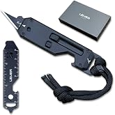 Lever Gear Edge XT Keychain Knife - Mini Utility Knife Multitool | EDC box cutter multitool w 10 tools. Replaceable #11 blade, safety lock, bottle opener, pry bar, screwdrivers. Gift for men.