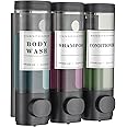 Shower Soap Dispenser Wall Mounted No Drill Shampoo Dispenser for Shower Wall Shampoo and Conditioner Dispenser Bathroom Hotel 3 * 300ml Black with Labels