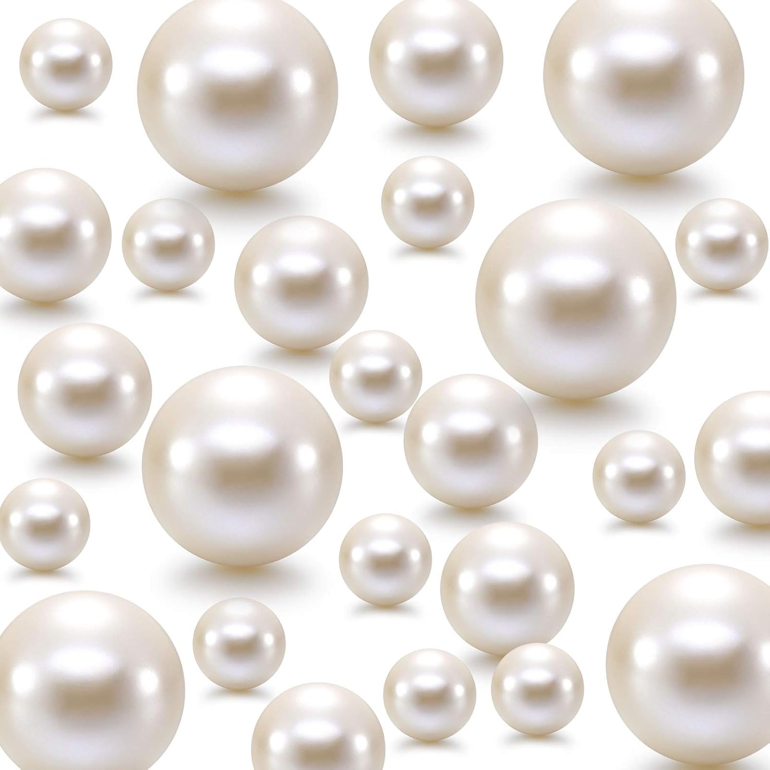 Vase Fillers - Hicarer 120 Pieces Pearl for Vase Filler Pearls Bead for Vase Makeup Beads for Brush Holder Assorted Round Faux Pearl Beads for Wedding Home Decor, 14/20/ 30 mm (Creamy White)