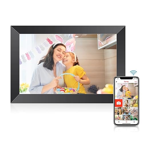 Digital Picture Frame, 10.1" 1280x800 HD IPS Touch Screen Picture Frames with 32GB Memory, Smart Digital Photo Frame Warm Gifts for Mom, Quick & Easy Setup,Share Photos and Videos via Frameo App