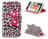 LG Optimus L70 Case, Cute Bow Tie Card Slot Holder Phone Case With Stand --Retail Package W Screen Protector--Pink Leopard