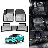 KUST Floor Mats for 2018-2023 Toyota C-HR Accessories, All Weather Front Rear 2 Rows Floor Liners for CHR, TPE Rubber Raised Edge