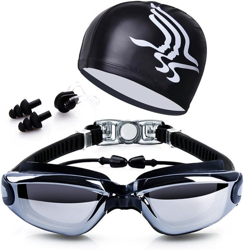 Dsoso Swim Goggles + Swim Cap + Case + Nose Clip + Ear