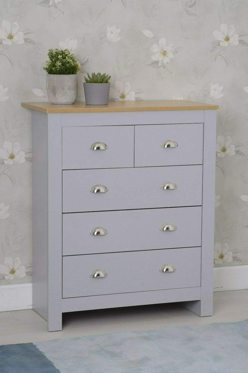 Yakoe Bedroom Storage Furniture Bedside Table Chest Of Drawer Grey