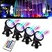 TOPBRY Remote Control Submersible Spotlight Pond lights 36 LED Colorful IP68 Waterproof Aquarium Spotlight Multi-color Decoration Landscape lamp for Fountain Fish Pond Tank Water Garden (Set of 4)