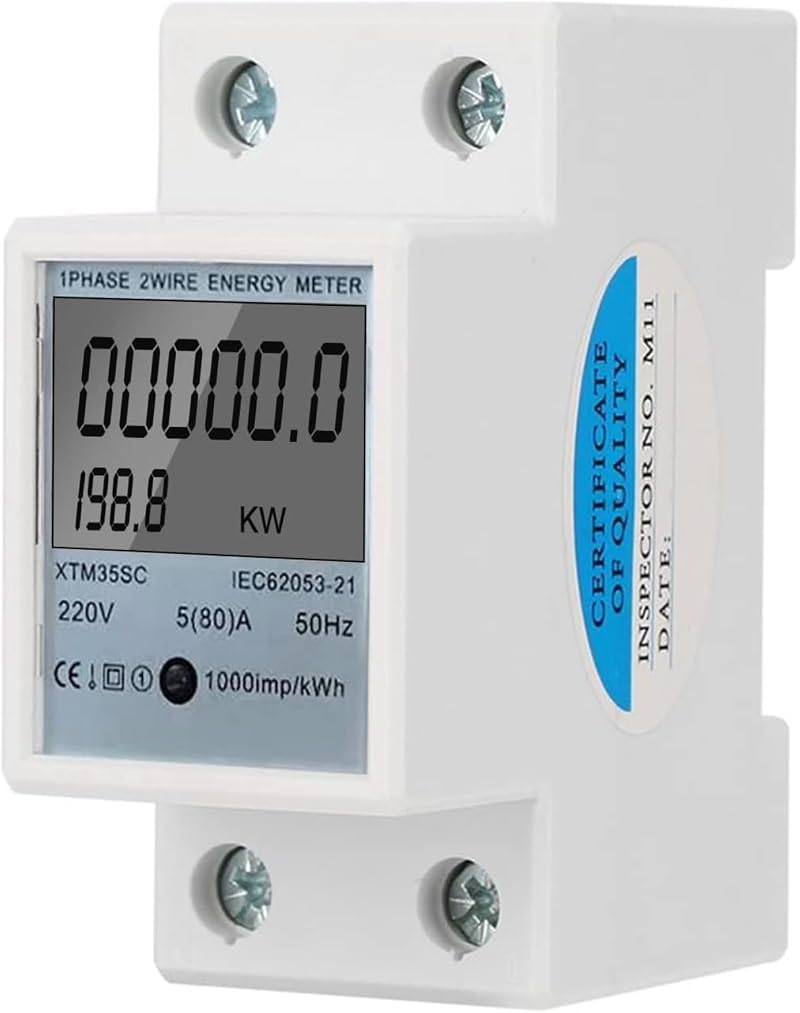 DEWIN KWh Meter 220V 5(80)A Digital Single Phase 2 Wire DIN Rail Electric Meter