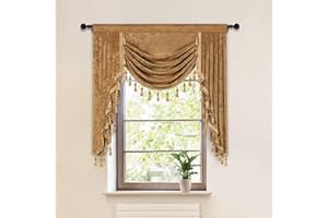 ELKCA Bronze Thick Chenille Waterfall Valance for Living Room Luxury Window Curtains Valance for Bedroom (Bronze, W39 Inch, 1 Panel)