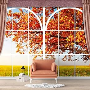 Wall Murals for Bedroom Vies from French Window Design Removable Wallpaper Peel and Stick Wall Stickers - 66x96 inches