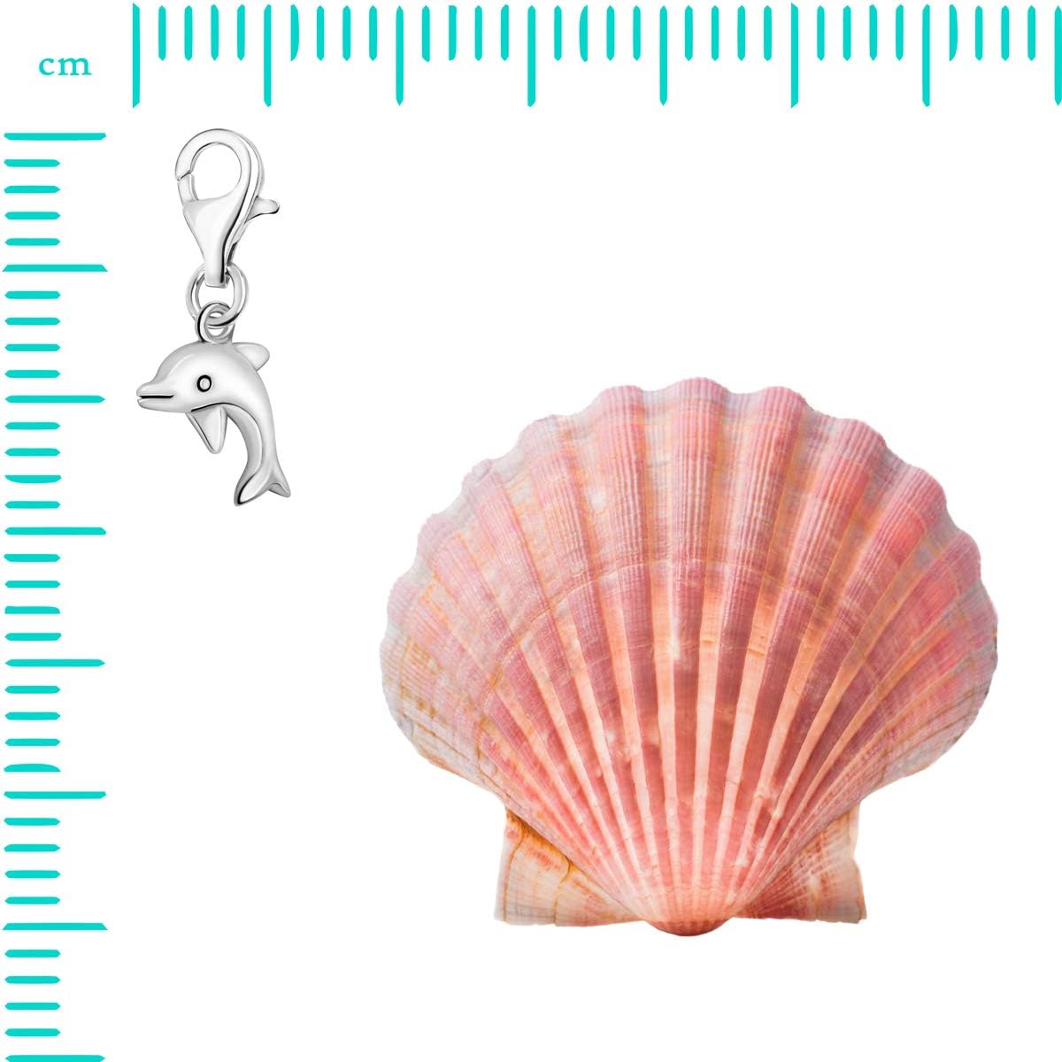 Quiges 925 Sterling Silver 3D Ocean Dolphin Lobster Clasp Charm Clip on Pendant, 3D Dolphin, 10 x 30 x 10 millimetri - Image 3