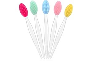 STARFA LAB 5Pcs Lip Scrubber Exfoliator,Pore Scrub Brush for Face,Nose Scrubber,Silicone Lip Pore Cleansing Brush for Exfoliating, Massageing, Blackheads Removal, Color Skin Care, DIY Masks