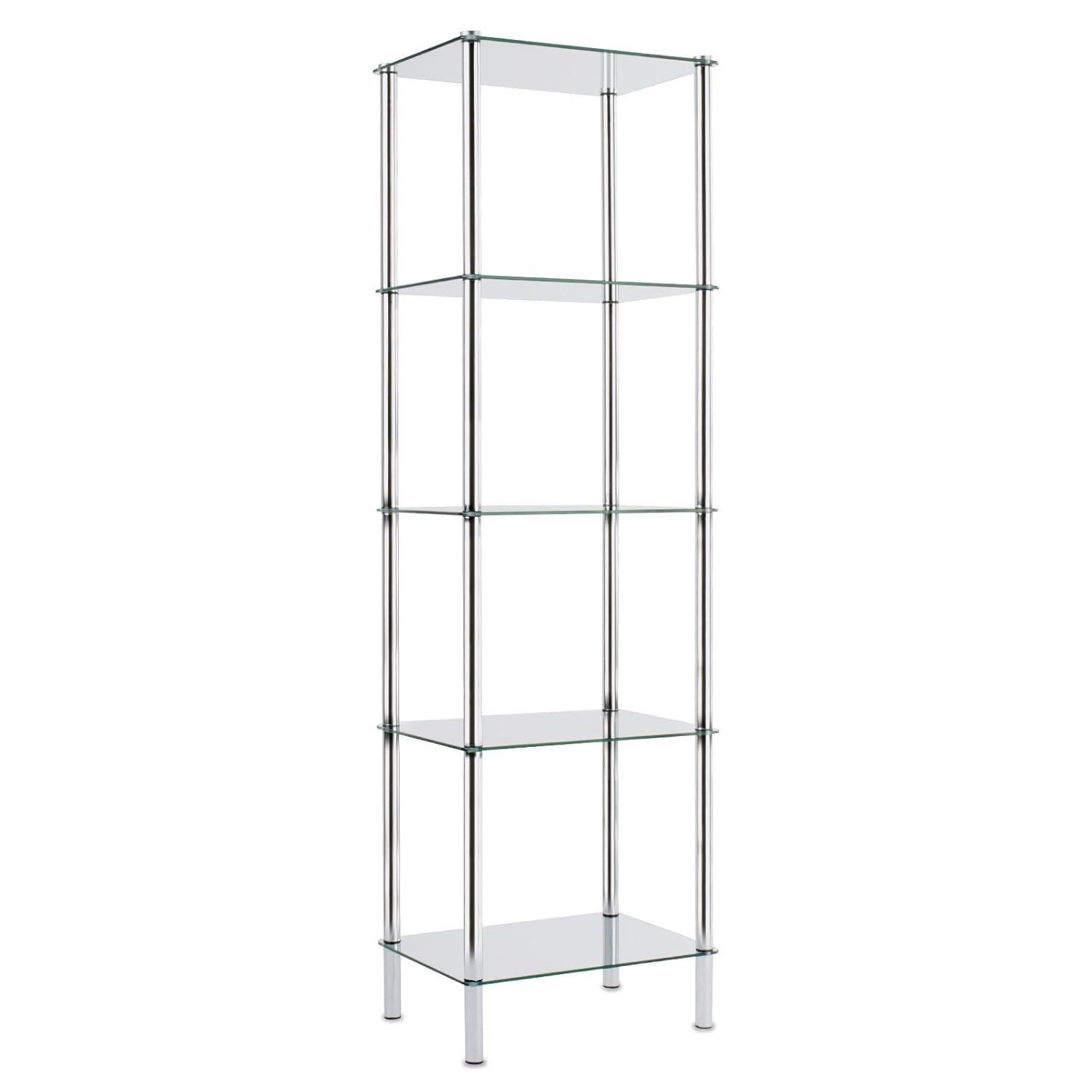 Bathroom Kitchen Glass Shelving Unit 5 Tier Display Shelf ...