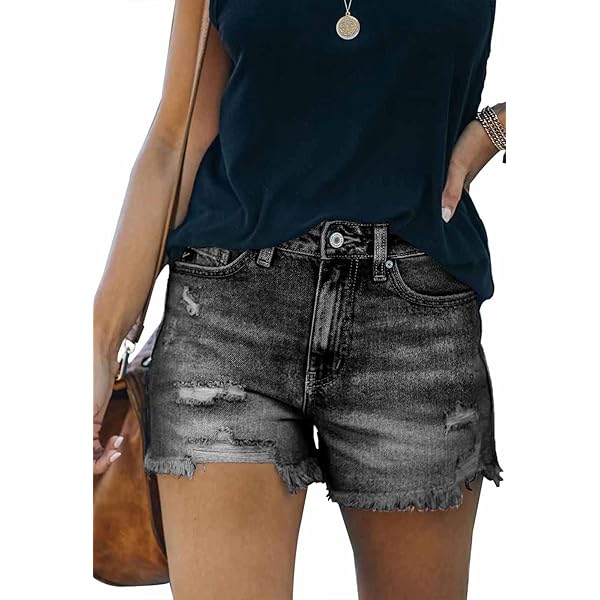 Ajio Girls Distressed Jean Shorts Black Distressed High Waisted