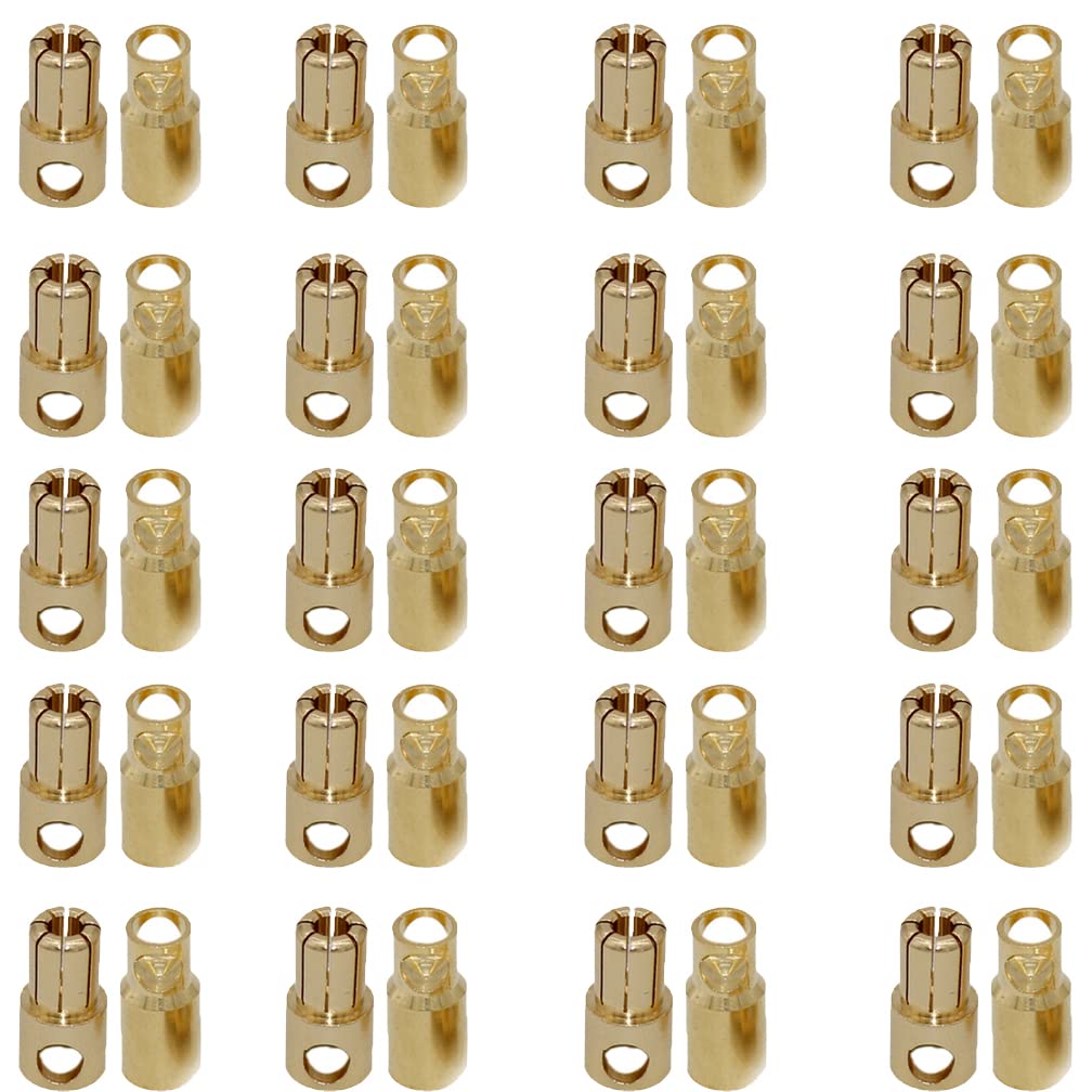 Boladge 20 Pairs Gold-Plated 6.0mm 6mm Male Female Banana Plug Bullet Connector for ESC Motor Lipo Battery