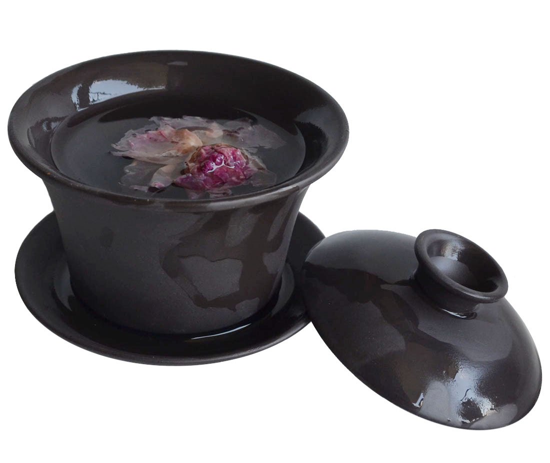 Teacup Kungfu tea bowl zisha red brown 4oz/130ml yixing cup (black)