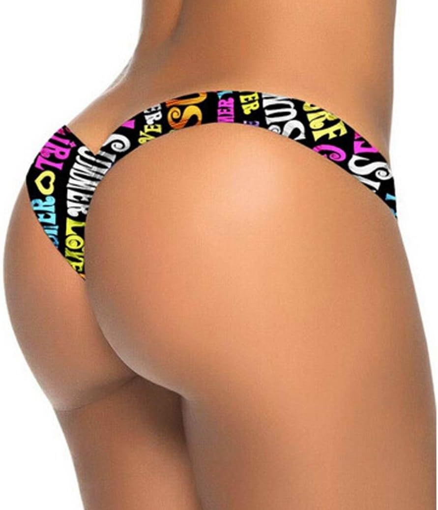 Hansee Women Vintage Floral Print Bikini Bathing Thong Brazilian Swimwear Swim Pants G-string