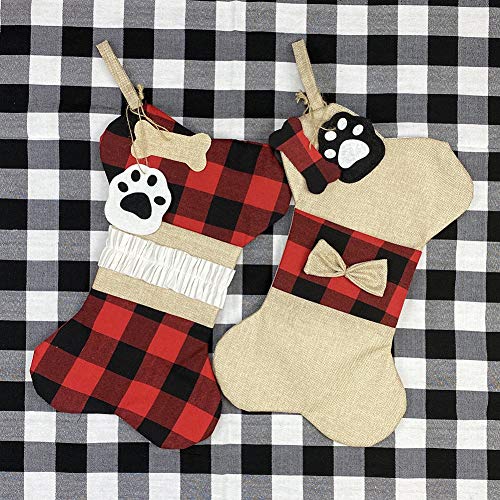 Nikolausstiefel zum Befüllen 3er Set, 46X26 cm Nikolausstumpf Hundeknochen Design, großer Weihnachtsstrumpf als Weihnachtsgeschenktasche, Weihnachtsdeko zum Aufhängen für Wand, Kamin, Weihanchtsbaum