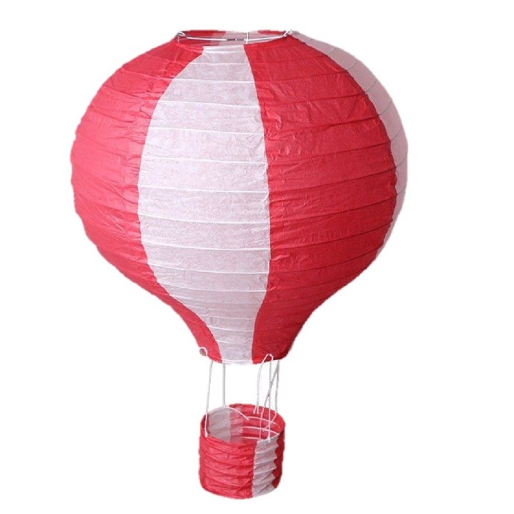 Hot Air Paper Lantern Wedding Party Decoration Craft Lamp Shade (8" (20CM), Red Stripes)