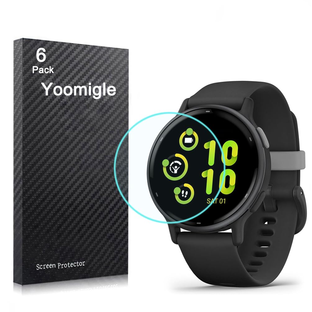 Yoomigle 6 Pack Compatible with Garmin Vivoactive 5 Screen Protector Film for Garmin Vivoactive 5 Smart Watch Screen Protectors Foils Screen Cover Crystal Clear HD Anti-Scratch Anti-Fingerprint