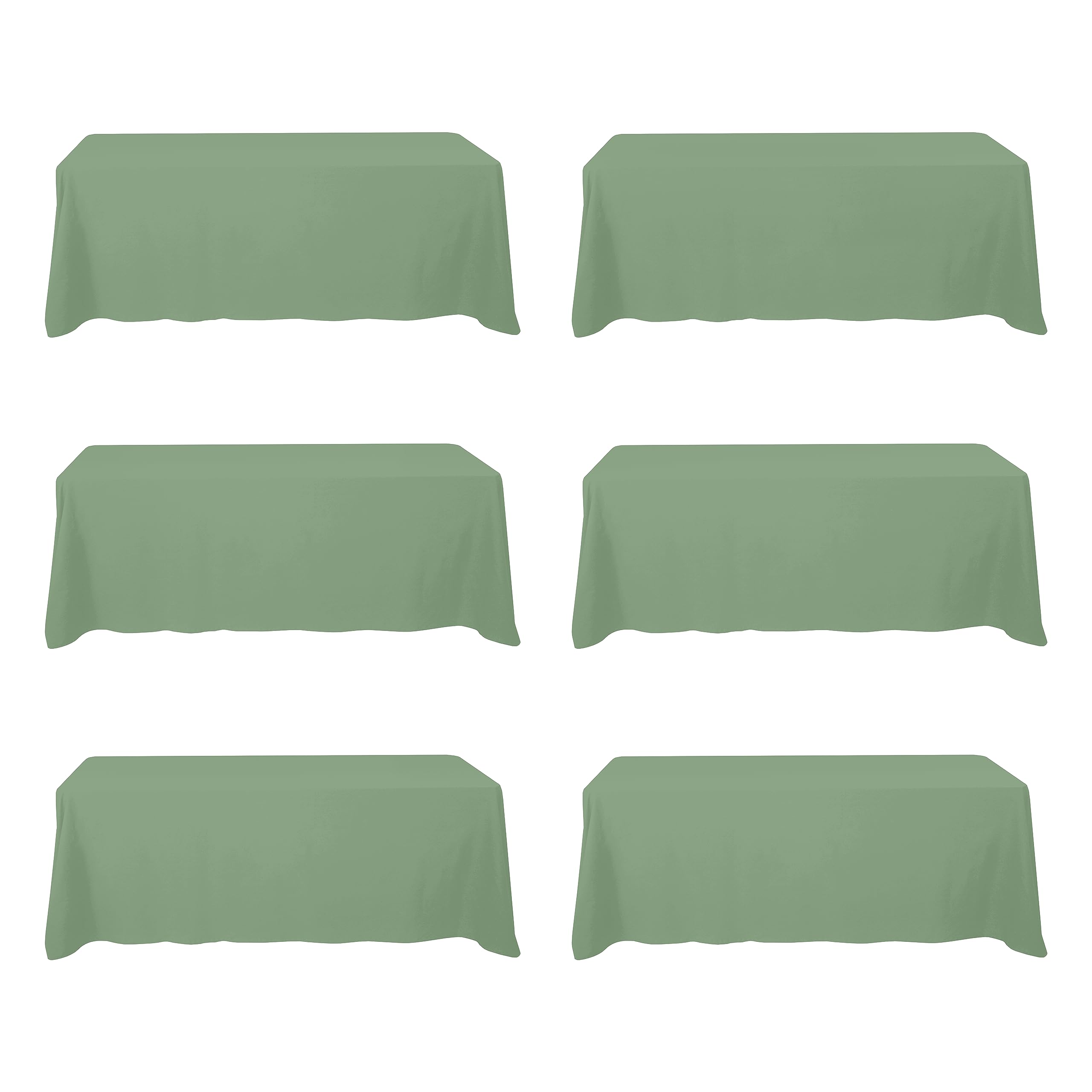 Photo 1 of BRILLMAX 6 Pack Sage Green Tablecloths for 8 Foot Rectangle Tables 90 x 156 Inch - 8ft Rectangular Bulk Linen Polyester Fabric Washable Cloth Cover for Wedding Reception Banquet Birthday Party