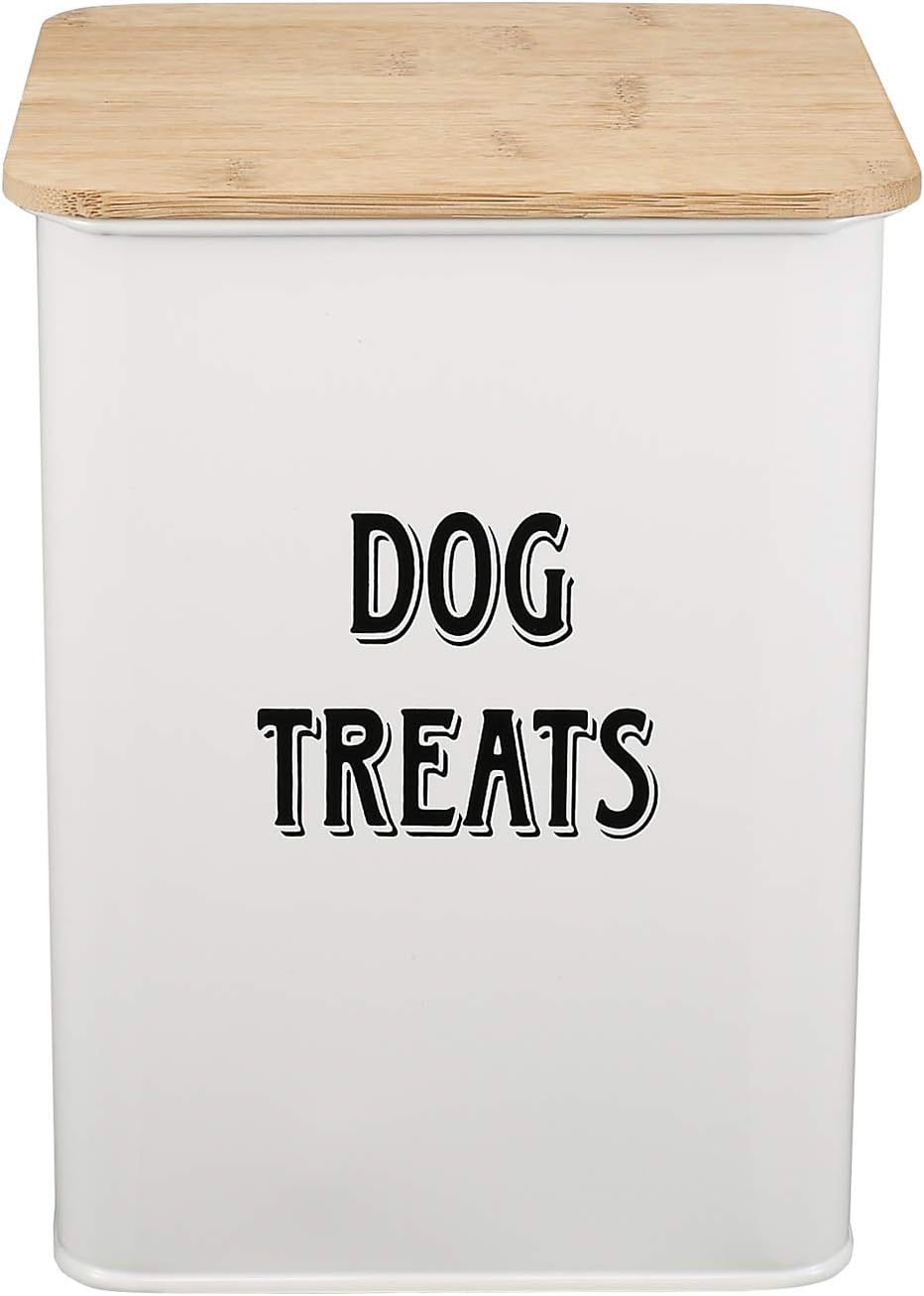 Dog Food and Treats Containers Set including Scoop for Dogs -Tight Fitting Wood Lids, Coated Carbon Steel - Image 4
