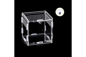 AWXZOM Magnetic Acrylic Case, micro habitat small Tarantula Enclosure enclosure for arboreal Tarantula Scorpion Sling Lizards Mantis Snake Gecko jumping spider snail Insect Isopods (3.5*3.5*3.7inch)