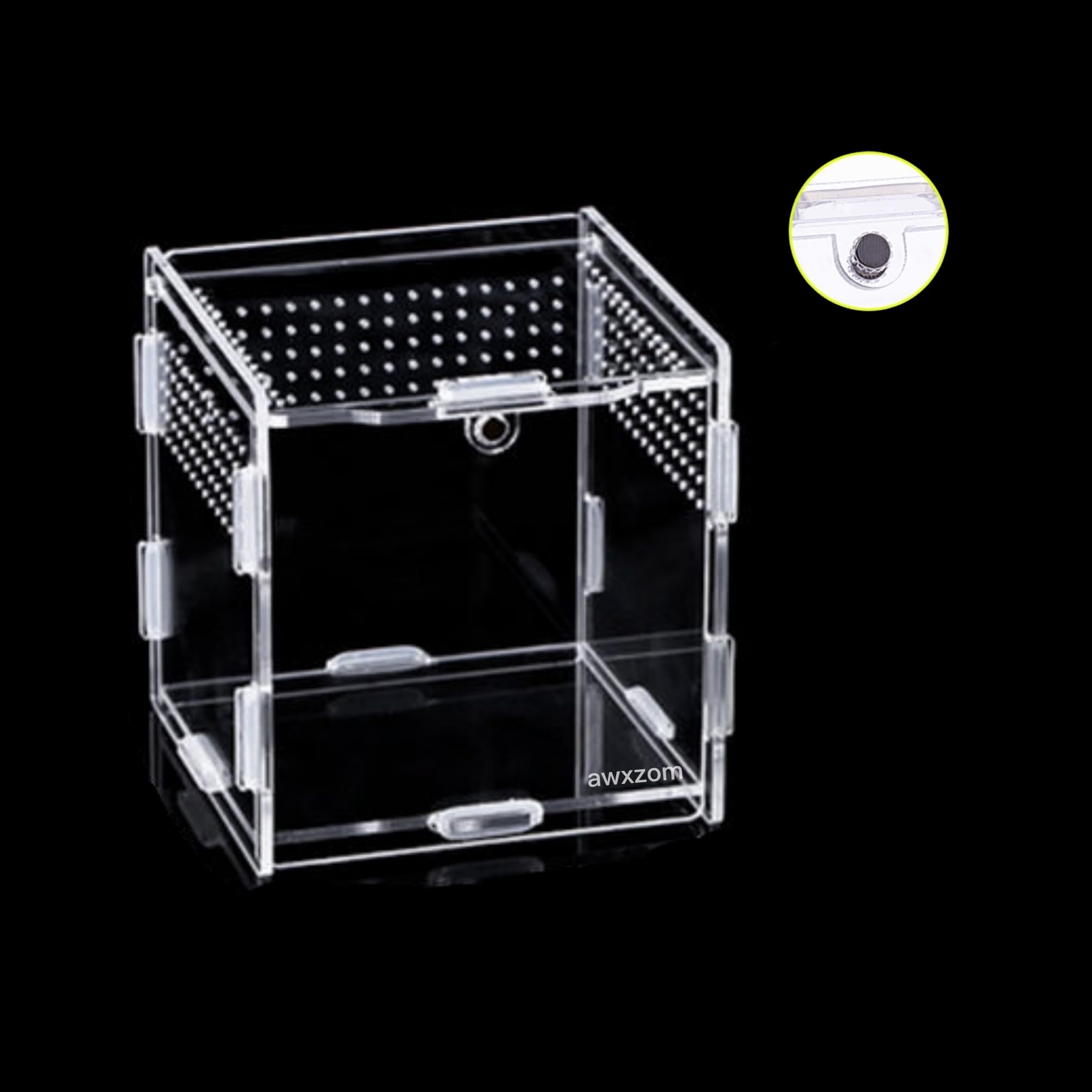 Photo 1 of AWXZOM Magnetic Acrylic Case, micro habitat small Tarantula Enclosure enclosure for arboreal Tarantula Scorpion Sling Lizards Mantis Snake Gecko jumping spider snail Insect Isopods (3.5*3.5*3.7inch)