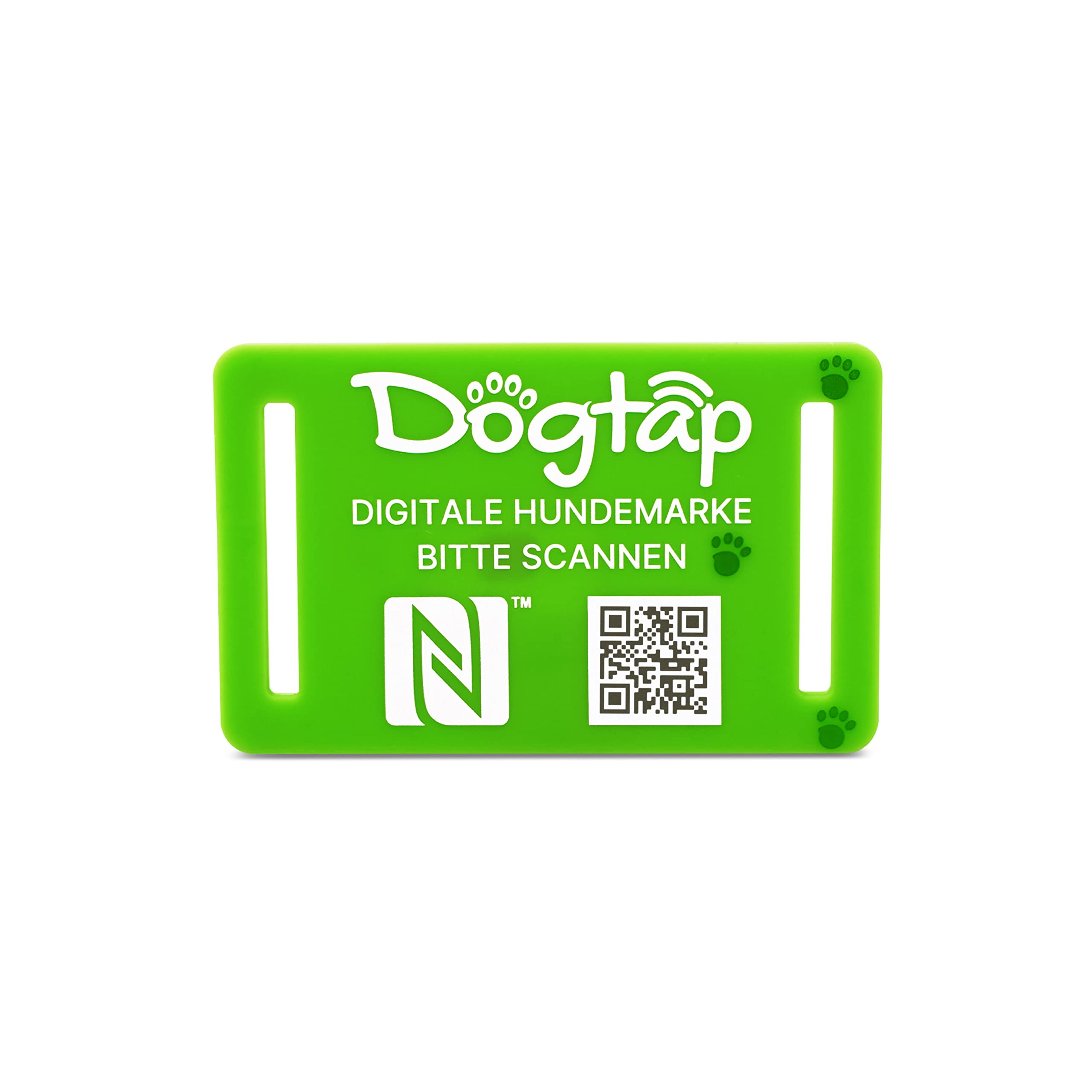 Dogtap Light Big Digital Dog Tag for Medium to Large Dogs with NFC Chip and QR Code for Contact Details and Letter Silicone Waterproof Flexible 67x40mm