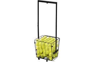 Exttlliy Tennis Ball Hopper Tennis Ball Basket Portable Pickleball Hopper Picker Upper Caddy Metal Pickleball Ball Retriever Holder with Handle for Easy Pickup