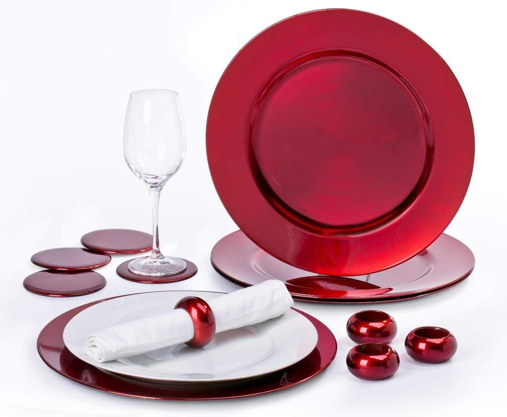 12 Piece RED Charger Plate Set