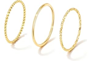 Gokeey Gold Rings for Women Non Tarnish, Dainty 14K Gold Plated Stackable Thin Thumb Ring Set Trendy Pinky Wedding Bands Engagement Rings for Women Size 3 4 5 6 7 8 9 10 11