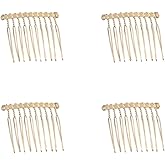 Ruwado 4 Pcs Hair Side Comb 10 Teeth Elegant Small Veil Wire Metal Hair Clips Twist Hair Barrettes Accessories for Women Girls Bridal Wedding Parties Hair Decorative Supplies (KC Gold)