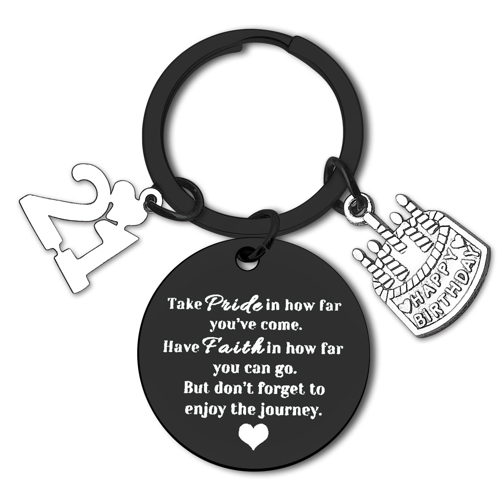 Inspirational 21st Birthday Gift for Her Him 21 Years Old Happy Birthday Keyring Gift Inspirational Birthday Gift for Daughter Niece Granddaughter Sister Best Friends Birthday Keyring Keychain Gifts