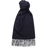 Glen Isla 100% Cashmere Scarf Plain Navy Blue - Made In Scotland