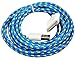 CIKOO 3pcs/Pack 10Ft 3Meter Tangle Free Rugged Nylon Braided USB Data Sync Charger Extension Cable Cord for iPhone 3G 3GS 4 4S iPad 1/2/3 iPod Touch (Hot Pink/ Purple/ Blue)