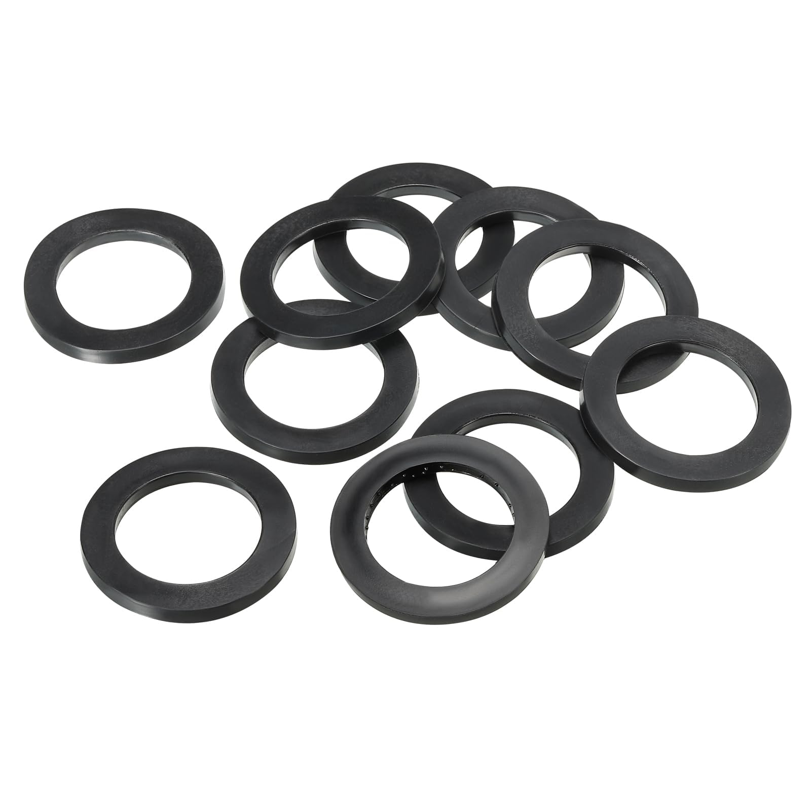 TOP-VIGOR 16Pcs Rubber Flat Washers, 46mm OD 32mm ID 4mm Thickness Heavy Duty Black Rubber Grommet Vibration Damping Pads Sealing Gasket Washers for Faucet Pipe Water Hose Fastener Bolt
