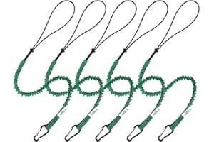 CYSKY 5 Pack Retractable Tool Lanyard with Aluminum Nut Lock Carabiner, Tool Tether Lanyards for Hand Power Tools, Maximum Weight Limit 13.6KG / 30lb (Green)