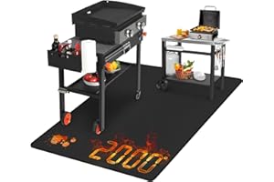 Keeswin Grill Mat 70 x 40 inch, Under Grilling Mats for Outdoor Grill, Silicone Fibreglass Heat Resistant Water Resistant Grill Mat for BBQ Grills, Fireplace, Floor, Lawn and Camping, Black