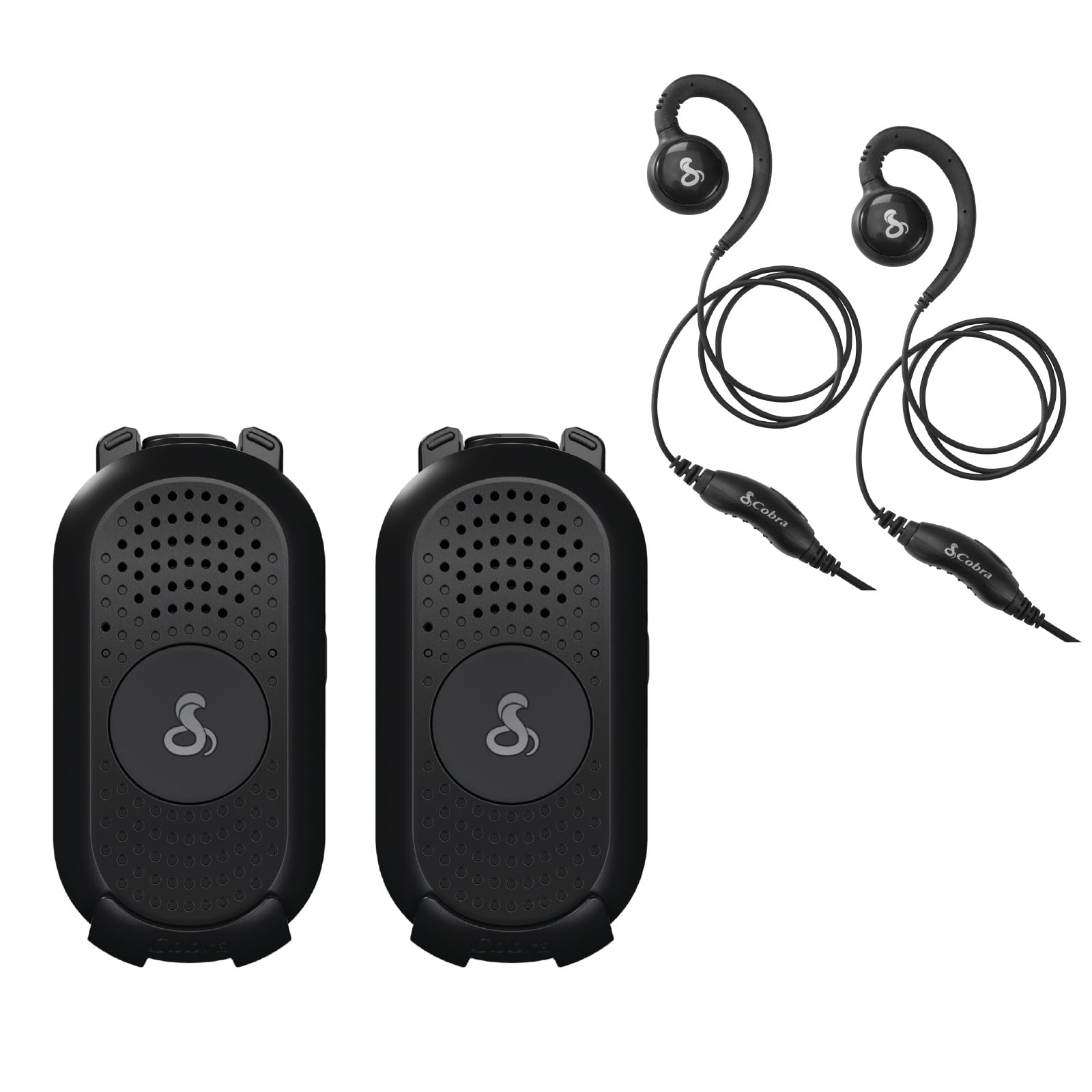 Photo 1 of Cobra PX280 Compact Portable FRS Two-Way Radios - IP54 Certified Durability, Dock Charging, 12-Hr Battery, Compact Wearable Form Factor Professional Walkie Talkies for Business (2-Pack with Headsets)