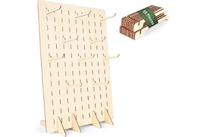 Luoyadee Wood Pegboard Display Stand With 20Pcs Compatible Wooden Pegs, Wooden Pegboard Stand for Jewelry, Vendors, Keychain, Necklace, Selling, Peg Board Accessories Rack Organizer, 10"x14"
