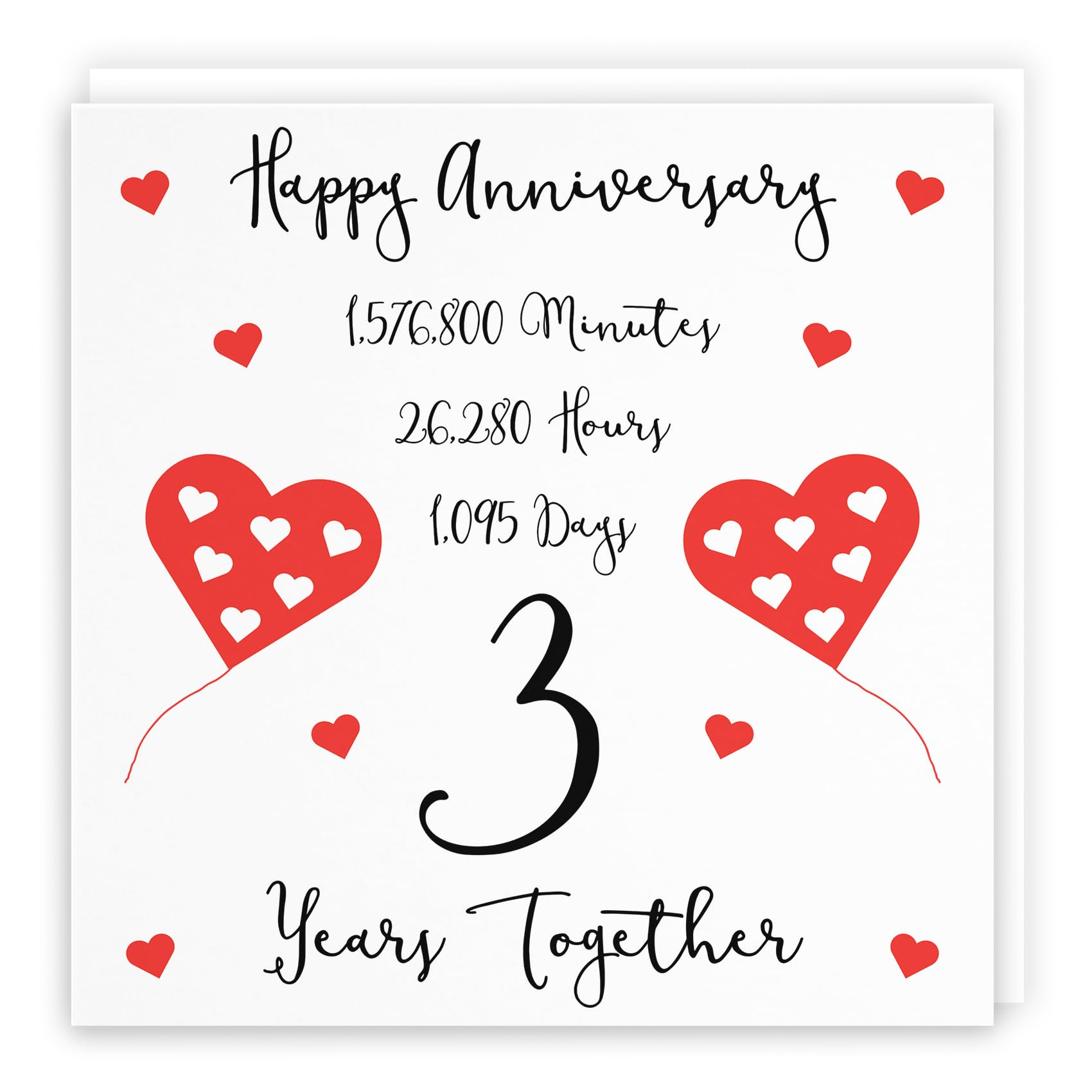 Hunts England - 3rd Wedding Anniversary Card - 3 Years Together - Happy Anniversary - Timeless Collection - Cute Fun Card — image 1
