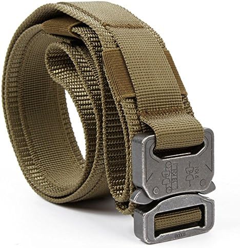 Iwivi 1.5 Inch Tactical Duty Belt with Cobra Buckle for EDC Molle equipment 1000D Nylon (Khaki-Silver, XL-41"-45")