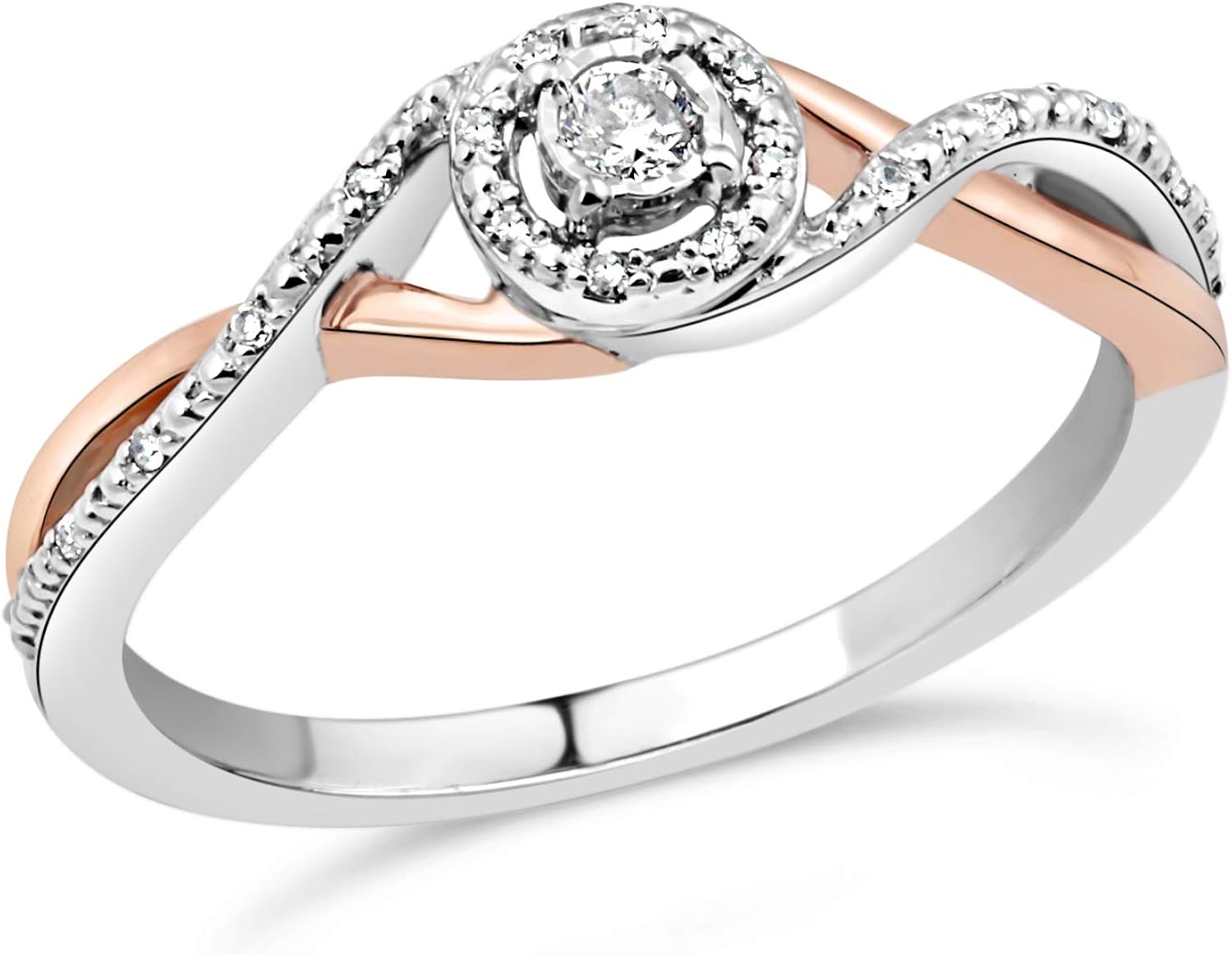 Diamond Promise Ring in Sterling Silver and 10k Rose Gold 1