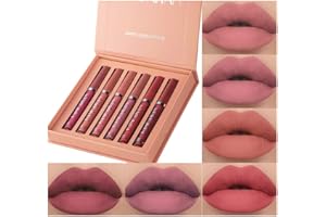 BESTLAND 6Pcs Matte Liquid Lipstick Makeup Set, Matte liquid Long-Lasting Wear Non-Stick Cup Not Fade Waterproof Lip Gloss (Set B)