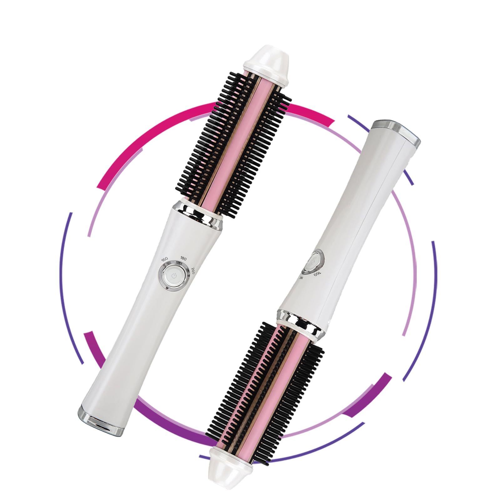 Cordless Hair Curler Brush, Portable Negative Ion Hair Curler Comb, Anti Scalding Rechargeable USB Electric Curling and Straightening Brush for Travel