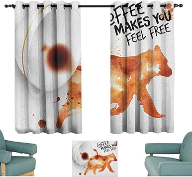 Amazon Com Coffee Art Curtains Bear Silhouette With Spilled