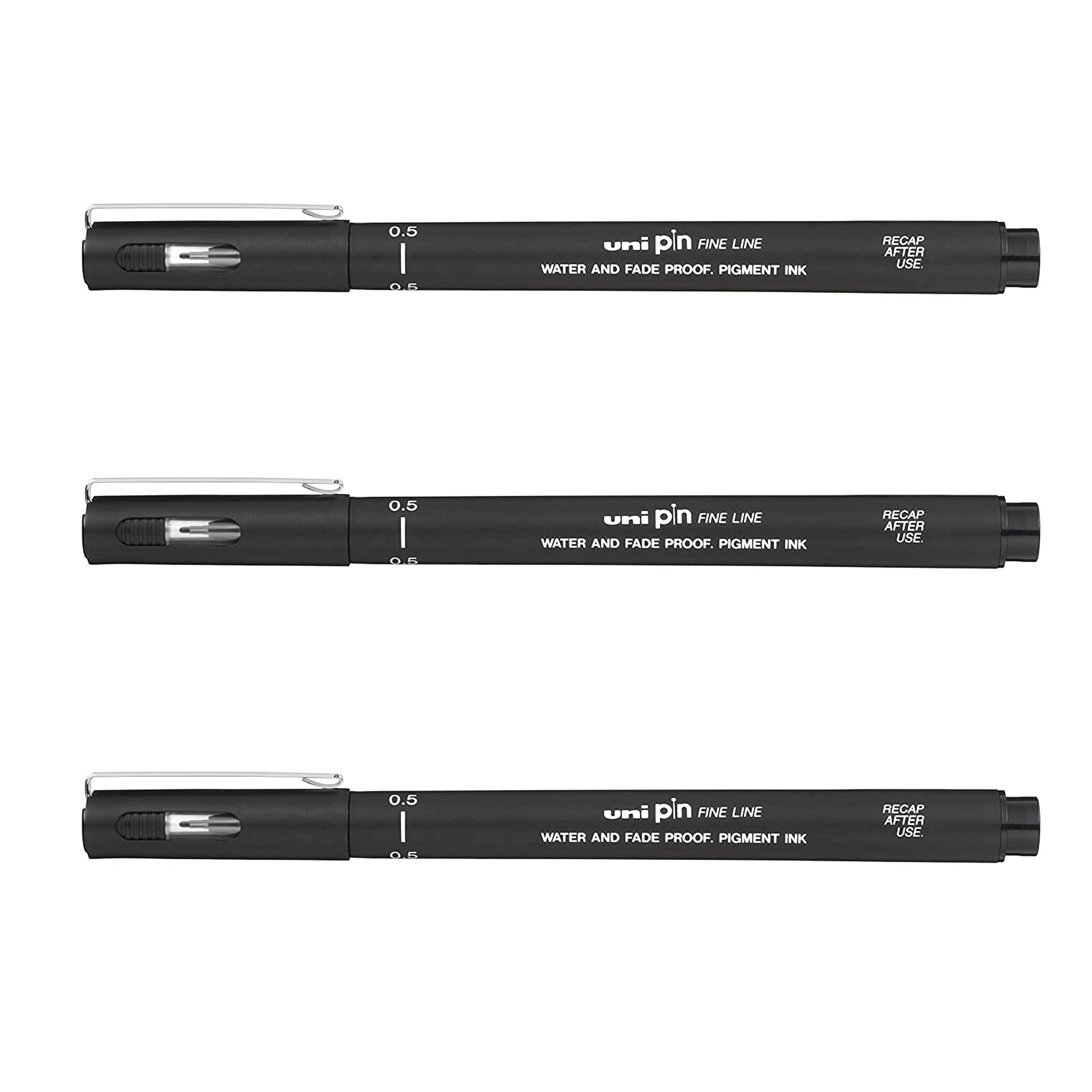 UNI-BALL PIN DRAWING PEN FINELINER ULTRA FINE LINE MARKER 0.5mm BLACK Ink - [Pack of 3]