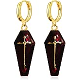 Gothnic Punk Coffin Huggie Hoop Earrings Goth Cross Vampire Coffin Earrings Spider Web Bat Earrings for Women Halloween Cosplay Accessories Aesthetic Jewelry