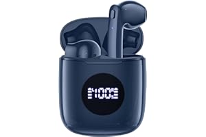 CAPOXO Wireless Earbuds, Bluetooth Earbuds Headphones Bass Stereo, IPX7 Waterproof Ear Buds with Mic LED Display, in Ear Earphones, 78H Playtime for Smartphone Laptop Pad Sports Workout,Dark Blue